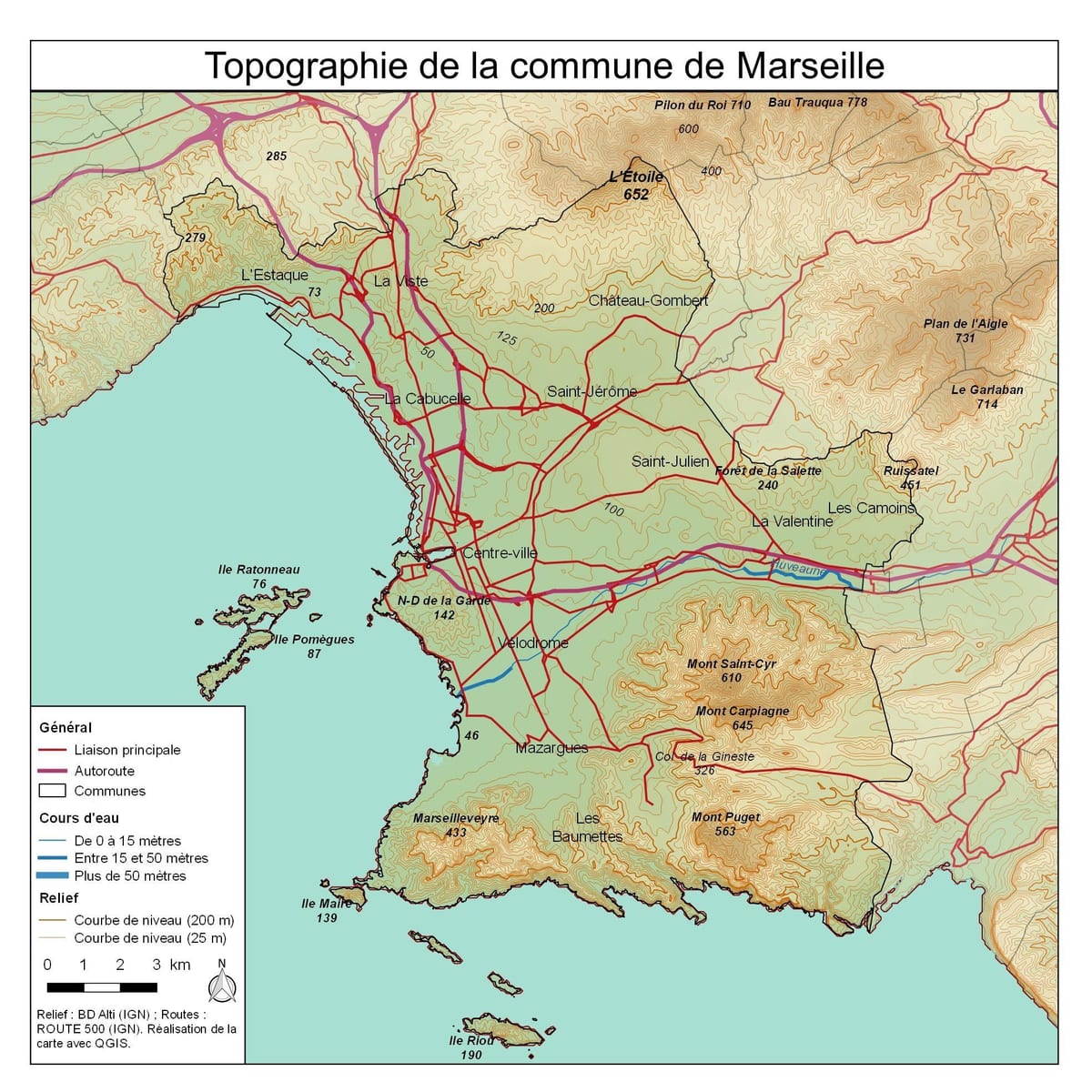 topographic นแผนที่ของ france_ regions. kgm